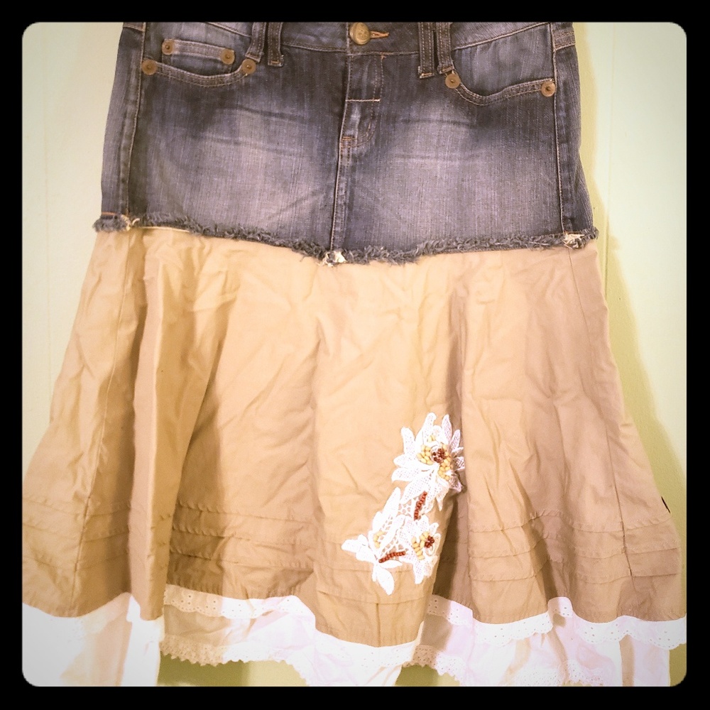 Denim and Lace Skirt